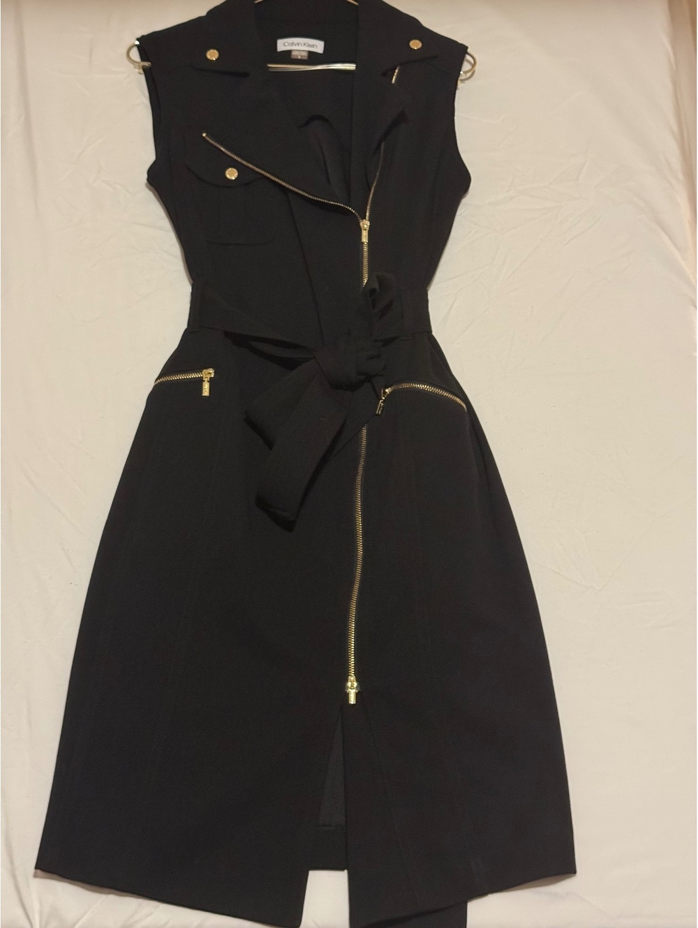 Calvin Klein Sleeveless Moto Sheath Dress Size 2